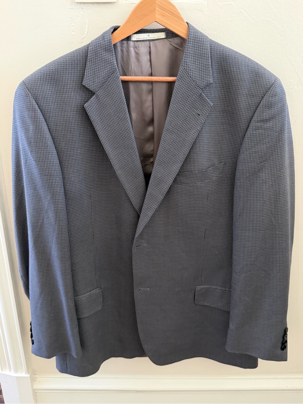 Joseph Abboud Men’s Gray Houndstooth Silk Wool Blazer Sport Coat Size 44R